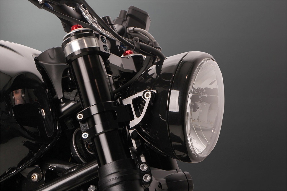 Schwabenmax Motorradzubehoer und Motorradtuning in Premiumqualitaet.  Spezialisiert auf Motorrad Tuning und Veredelung für Vmax, K1200R und  K1300R. Gaswegverkuerzung fuer dein Motorrad., Detailansicht, Klassisch  rund Halogen